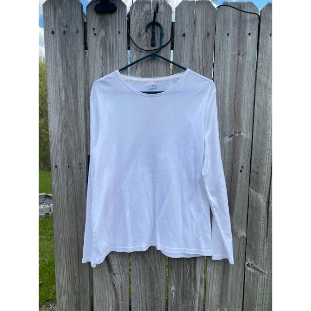 Croft & Barrow The Classic Tee Womens XL White Long Sleeve Cotton Crew Shirt